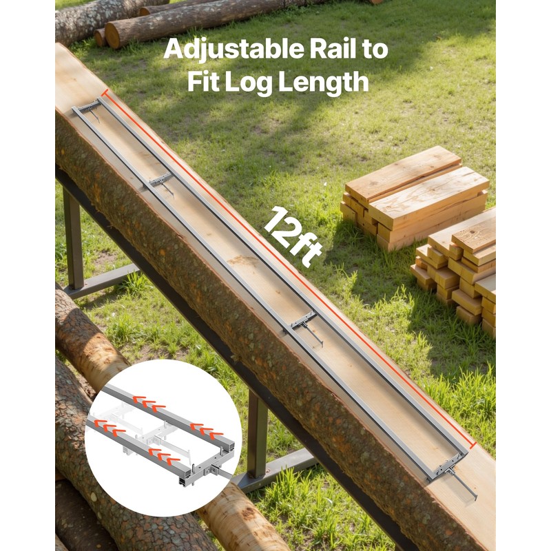 VEVOR Rail Mill Guide System, 12 ft 4 Crossbar Chainsaw
