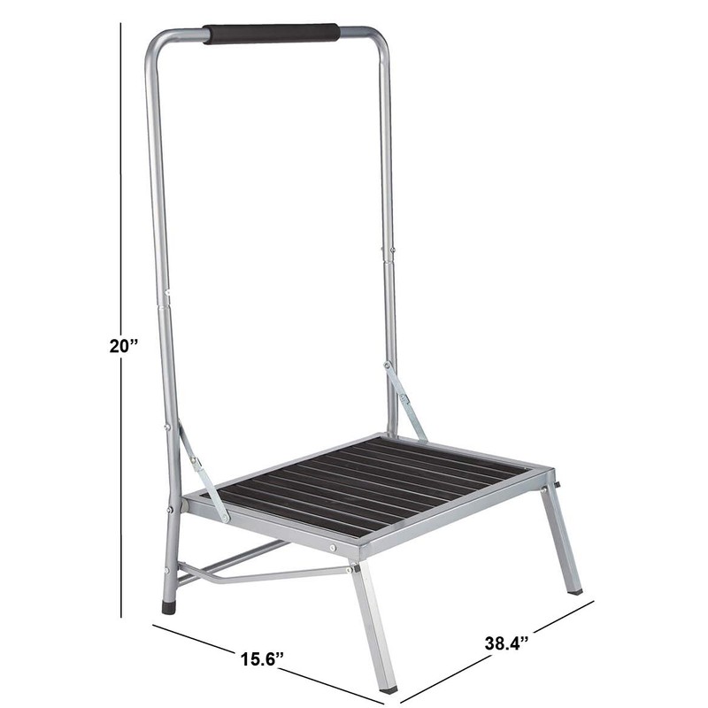 LivingSURE Extra Wide Folding Step Stool with Foam-Grip Handle –