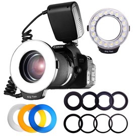 PAC Tech, 48 LED Close-up Strobe for Camera / SLR Camera Macro Ring Light / Macro Ring Flash Compatible with Canon Nikon Strobe LCD Display