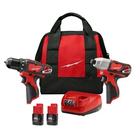 Milwaukee 2494-22 M12 Brushed Lithium-Ion 3/8 in. Cordless Drill Driver/ 1/4 in. Impact Driver Combo Kit (1.5 Ah)
