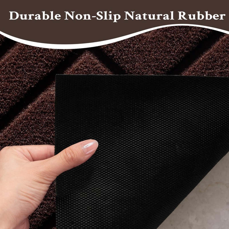 VivaNest Coffee Brown Geometry Outdoor Indoor Entrance Doormats, Absorbent Durable