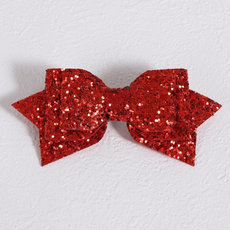 3in Glitter Christmas Red Sequin Cheer Bow Alligator Clip for
