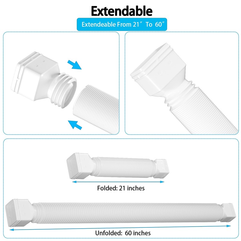 HAHOME 2 Pack Rain Gutter Downspout Extensions,Drain Downspout Extender Diverter,