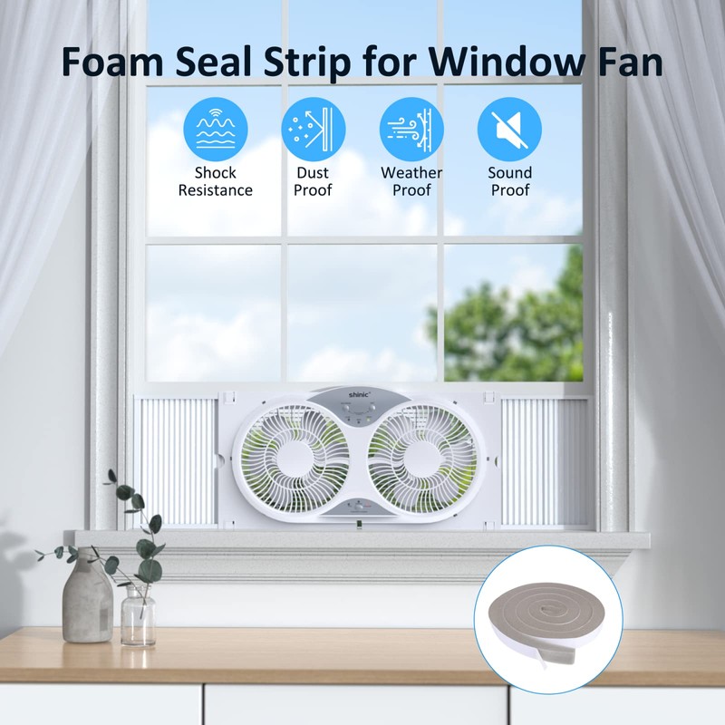 shinic Window Fan with Reversible Airflow Quiet, Twin 9" Blades,