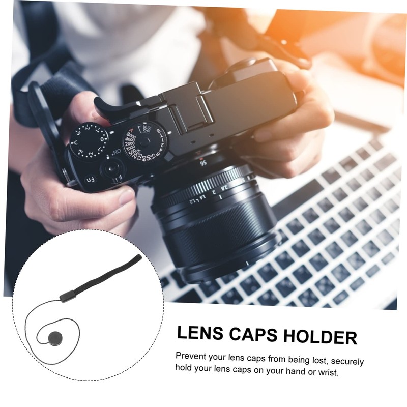 LALAFINA 20Pcs Lens Caps Keeper String Holder Lost Elastic Leash