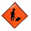 48" Non Reflective Fluorescent Vinyl Orange Roll-Up Traffic Warning Sign.