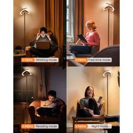SIBRILLE Brown Floor Lamp, Modern Stepless Dimmable Standing Lamp with Remote Control, 22W 3000-6000K LED Rotatable Floor Light Uplighter Stand up Lamp Tall Lamp for Living Room Bedroom Office