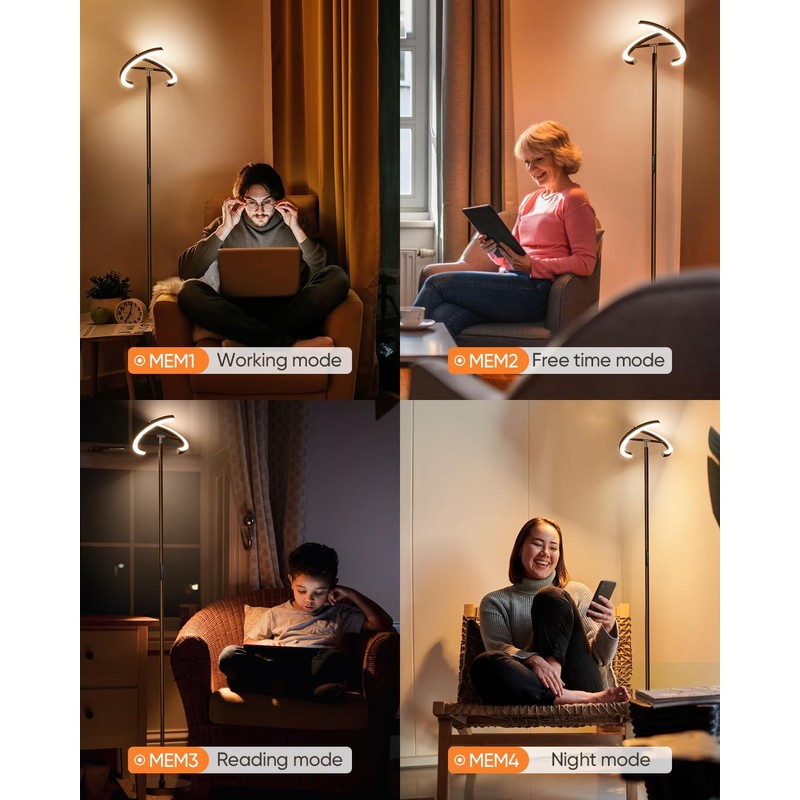 SIBRILLE Brown Floor Lamp, Modern Stepless Dimmable Standing Lamp with