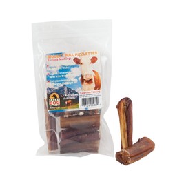 Great Dog Biggest Bull Pizzlettes 8, 3 Inch Bully Sticks - Sourced and Made in USA Only