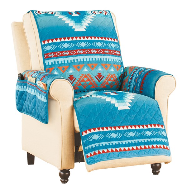 Collections Etc Quilted Turquoise Southwest Aztec Furniture Cover