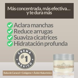 Crema Baba de Caracol con Colágeno y Ácido Hialurónico - Antiarrugas, Manchas, Cicatrices y Líneas de Expresión - Hidratación Facial Día y Noche - 50g