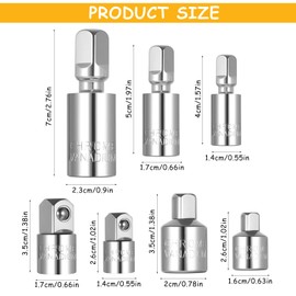 7 Pcs Impact Socket Adapter Set, 3/8 1/4 1/2 Adapters, Impact Wrench Adapter, Includes 3 Pcs Joint Socket Wrench Adapters, Drill Sockets Adaptor