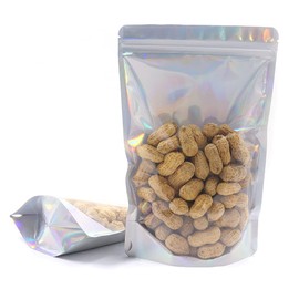 50Pcs 16 x 24cm Foil Pouch Bag Stand up, Food Packaging Bags with Clear Window, Reusable Mylar Bags for Food Self-Sealing Storage Supplies (16x24cm)