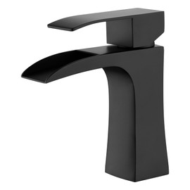 Sumerain Matte Black Waterfall Deck Mount Bathroom Sink Faucet Single Hole Sink Faucet 304 Stainless Steel Material