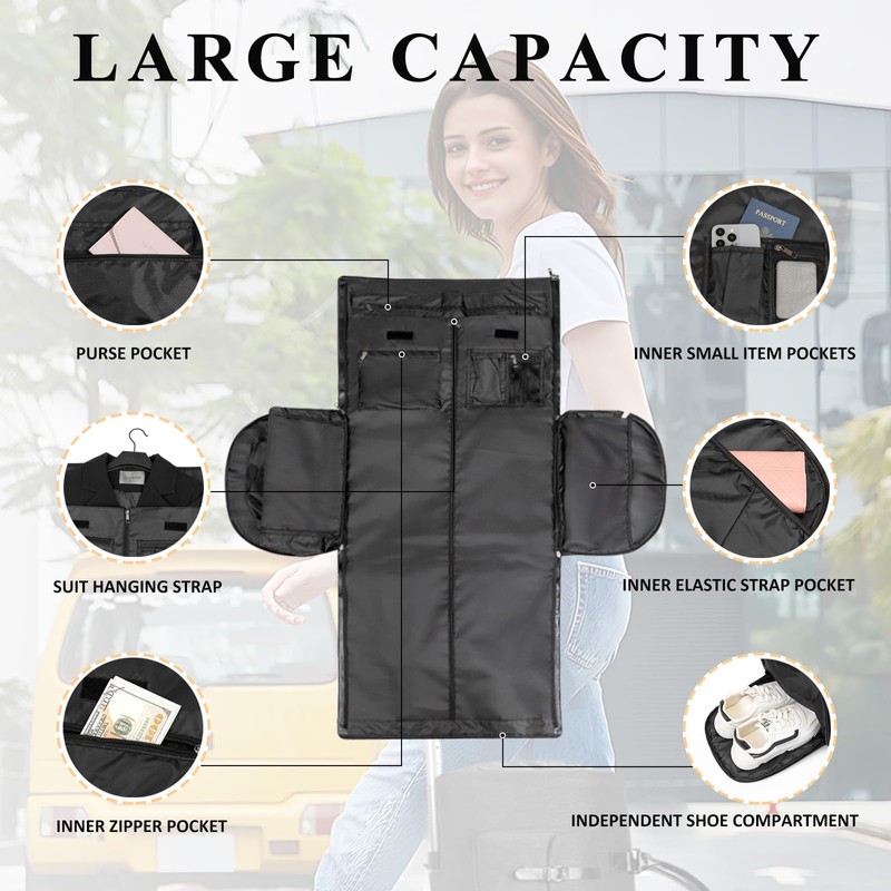 MOVOYEE Carry On Luggage with Wheels,Convertible Rolling Duffle Bag for