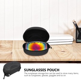 DOITOOL Hard Case Glasses Case - 1 Piece Sunglasses Case, Portable Zip Glasses Bag for Glasses, Frames, Keys, Pencils, Cards - Large Glasses Case for Men and Women, Black grid