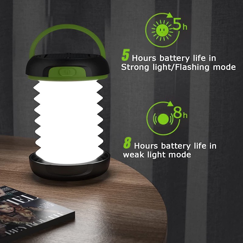 LED Camping Lamp GlobaLink Foldable Solar Camping Lantern Energy Bank