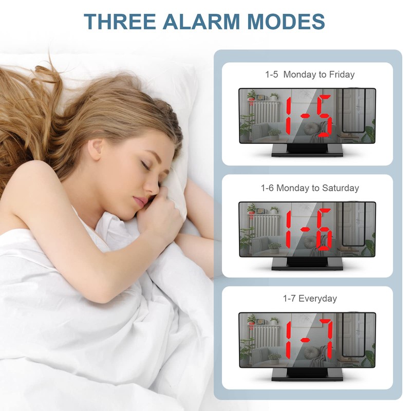 Upgraded Projection Alarm Clock, 4-Level Dimmer, 7.8" Large Screen, Snooze
