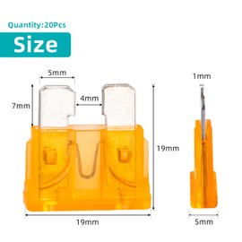 5 Amp Fuses Stanbdard Fuse 20Pcs, 5A Car Fuse Blade for Automotive, Truck, Boat, Motorcycle, SUV