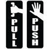 Pull Push Door Vinyl Signs, Black and White, Commercial Grade