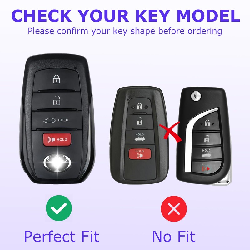 8T69T 2-Pack for Toyota Key Fob Cover with Keychain Accessories