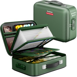 Aollewoiti Fireproof Document Box, Hard Case Fireproof Box with Lock, Portable Hard-Shell Fireproof Water Resistant Document Safe for Important Documents, Laptops, Passports, Files and More (Green)