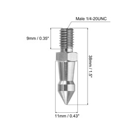 PATIKIL 1/4 Inch Thread Tripod Spike 6 Pack Camera Tripod Ground Spike Screw Stainless Steel Spike Mounting Adapter for Monopod Style 2 Silver