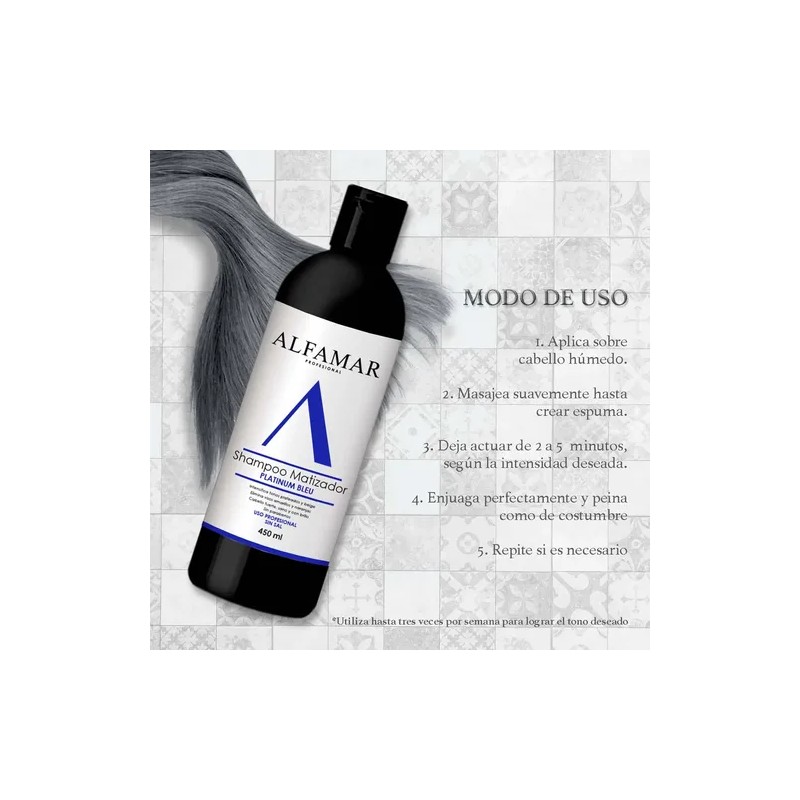 Shampoo Matizador Bleu Alfamar Intensifica Plata Rubio Beige