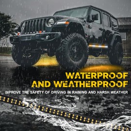 SEISSO 2PCS 71 inch Strobe Lights Strip 864 LED Emergency Running Board Lights Flashing Warning Hazard Safety Lights Flexible for Trucks Car Construction Vehicles Pickup, Waterproof, Amber/White