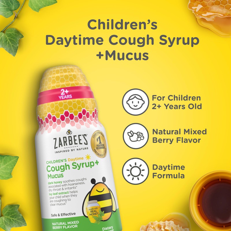 Zarbee's Children's Honey Cough Syrup + Mucus Daytime for Kids