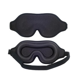 3D Sleep Mask, Contoured Blackout Eye Cover with Adjustable Strap, Soft Comfy Ice Silk Lycra Material (Black)