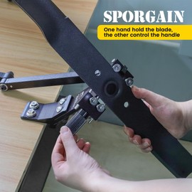 Lawn Mower Blade Sharpener and Balancer, 15°-45° Adjustable Mower Blade Sharpening Tool with Blade Balancer Kit Many Types of Mower Blade, Black