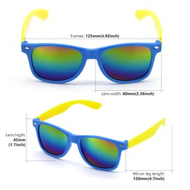 CHEERYMAGIC Kids Polarised Sunglasses Girls Boys, UV400 Protection Retro Eye Glasses Toddler Sunglasses for Kids Summer Beach Park School Shopping Party Decoration A6-XCDSYJ (Blue&Yellow)