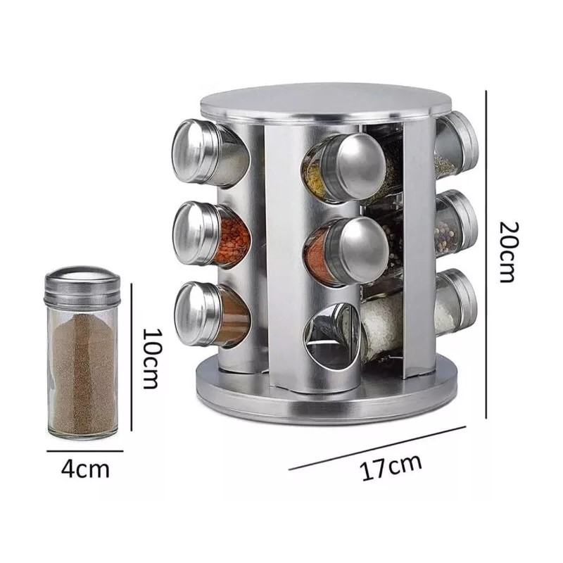 Molin Porta Especieros De Cocina Acero Inoxidable Gira 12 Frascos
