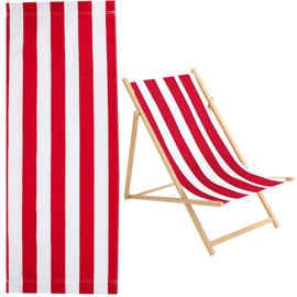 GORGECRAFT Replacement Beach Towel for Chairs Canvas 435 x 1165 mm Oxford Fabric Red/White Striped Chair Fabric Lounger Towel Replacement for Sunbathing Garden Courtyard Beach Relaxation