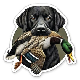 Black Lab with Mallard Sticker - for Water Bottle Car Tumbler Laptop - Duck Hunting Labrador Retriever Dog Decal - Waterproof Vinyl - 5"