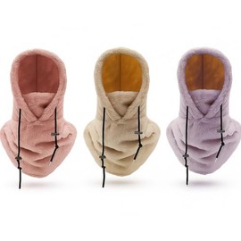 Velmitten 3 Pcs Over Helmet Balaclava Ski Mask Men Women Balaclava Windproof Fuzzy Face Mask Neck Warmer Scarf Helmet Hood(Wool,Beige, Pink, Purple)