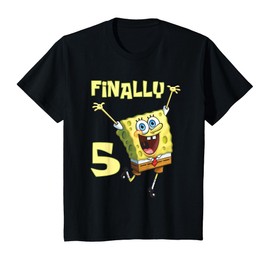 Mademark x SpongeBob SquarePants - Kids Original SpongeBob Square Pants - 5th Birthday. Finally 5. T-Shirt