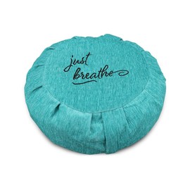Buddha Groove Just Breathe Turquoise Chenille Meditation Zafu Cushion, Buckwheat Insert