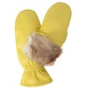 NOVBJECT Women Leather Mittens Finger Rabbit fur Lining Winter Sheepskin