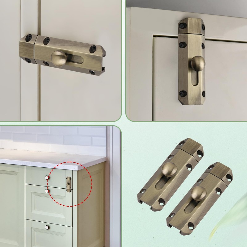 2 Pack Barrel Slide Door Bolts 4 Inch Heavy Gate