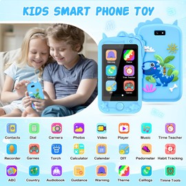 Mingfuxin Kids Smart Phone Toys for Girls Boys, 2.8" Touchscreen Toddler Phone Toys with Dual Camera & Learning Games MP3 Music Player Pretend Phones for 3 4 5 6 7 8 Year Old Kids Girls Boys