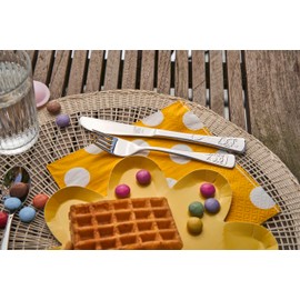 ZWILLING 1026657 Teddy Children's Cutlery Set, 4 Pieces, with Embossed Motifs, for Children from 3 Years, 18/10 Stainless Steel [Plastic-Free Packaging]