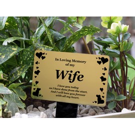 OriginDesigned Wife Memorial Plaque Stake - in Loving Memory of My Wife and a Memorial Poem, Gold