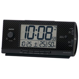 Seiko NR539K Clock Alarm Clock, Radio Wave, Digital, Loud Volume, Pixis RAIDEN Rayden Black, 3.0 x 6.6 x 2.2 inches (77 x 167 x 57 mm)