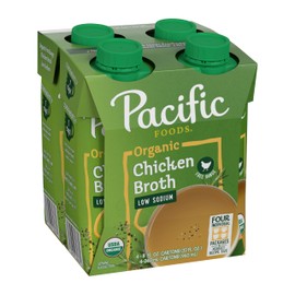 Pacific Foods Low Sodium Organic Free-Range Chicken Broth, 8 oz Carton (4 Pack)