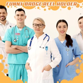 Geyoga 24 Pcs Funny Badge Reel Holder Retractable Cute Badges Reels ID Clip Name Tag Card Clips Holders Accessories for Nurses Doctor Teacher Student Men Women Office Lanyard Supplies Gifts (Cute)
