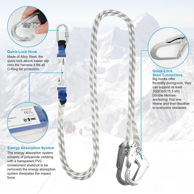 Btstil Fall Protection Harness, Fall Protection Safety Belt Set, 5-Point