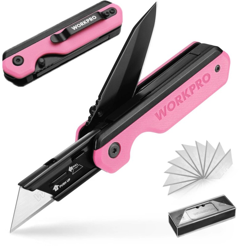 WORKPRO 2-in-1 Folding Knife/Utility Knife uick-Change Box Cutter 10 SK5