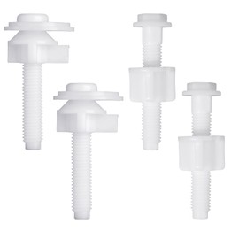 4 Set Toilet Seat Screws Bolts Replacement Kit Replacement Toilet Seat Hinge Bolt Screws with Nuts Washers Universal White Plastic Toilet Seat Screws Toilet Seat Repairing Fixing Accessories